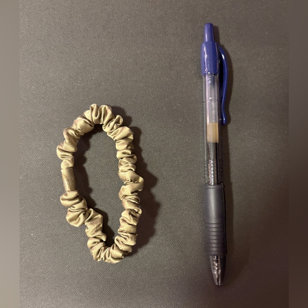 LIKE NEW - Small Satin Tan Scrunchie